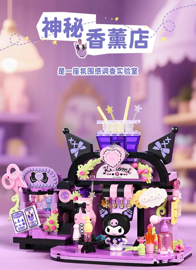 2025 New Keeppley Sanrio Street View Construction Building Blocks Kuromi Hello Kitty Collection Assembly Puzzle Children's Gift