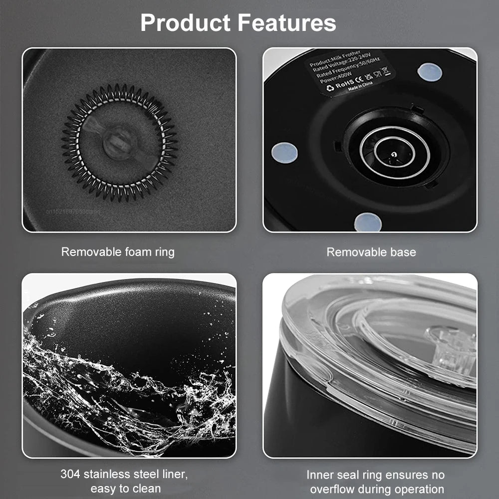 Electric Milk Frother 4 in 1 Hot and Cold Foam Maker for Milk Automatic Rotary Foamer for Coffee Cappuccino Latte Milk Frother