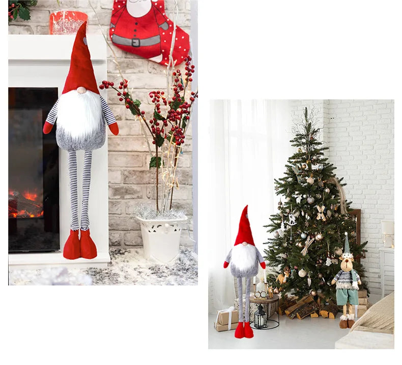 Christmas Decorations Telescopic Standing Faceless Old Man Figurine Home Mall Window Christmas Tree Decoration Doll