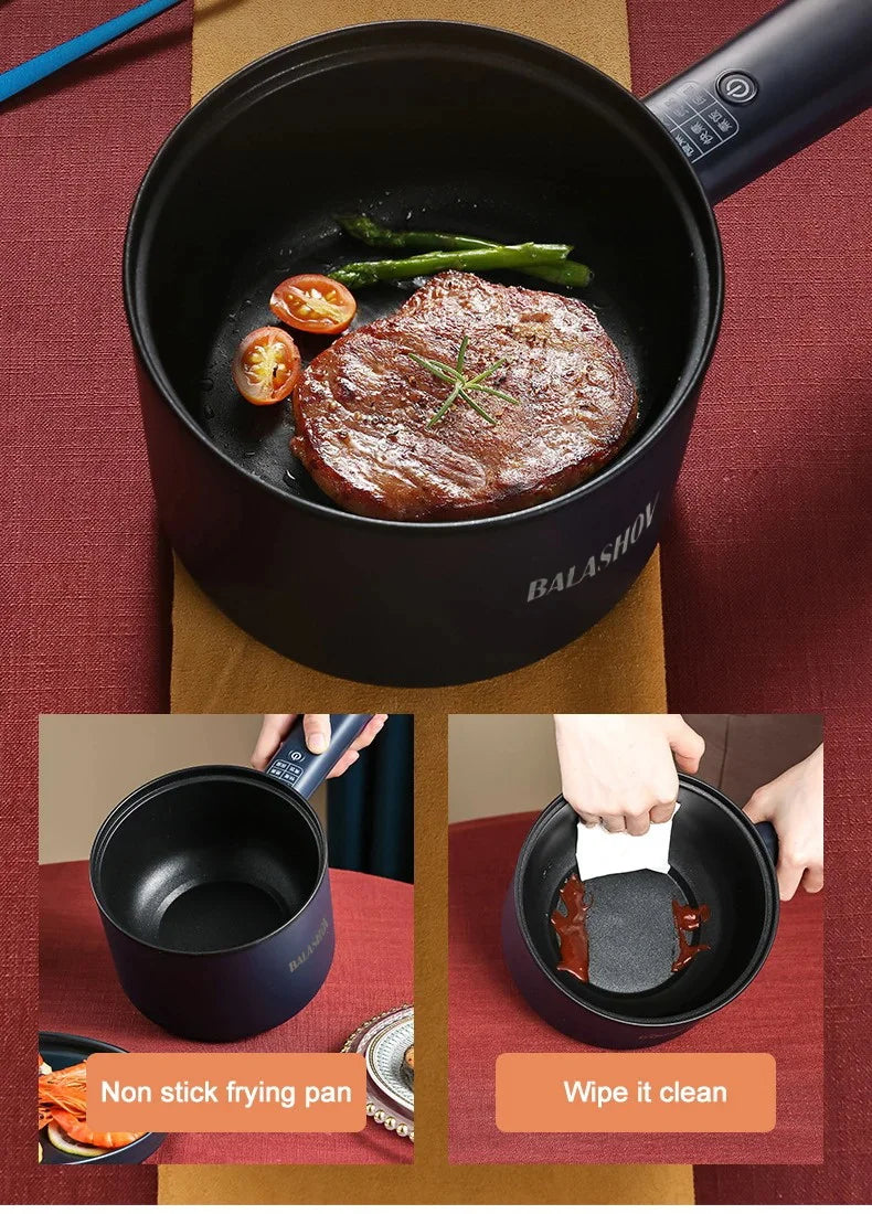 Mini Electric Cooker Multi-Function All-In-One Pot Single Double Layer Household Noodle Cooker Non-Stick Hot Pot Kitchen Tool