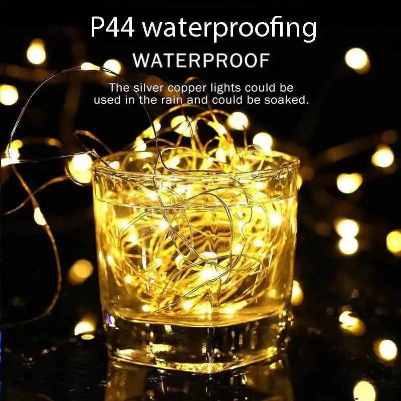 7M~42M Solar Power Fairy String Lights, Waterproof, Copper Wire, Christmas Party Garland, Outdoor Garden, Wedding