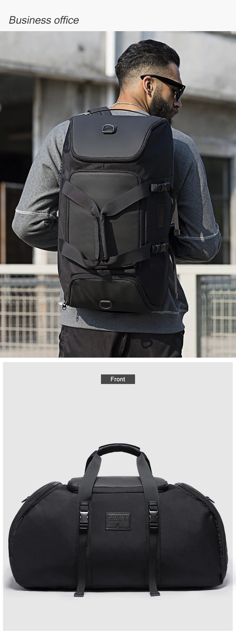 BANGE Gym bag for Men Suitcase Multifunction Backpack Large Waterproof Anti-stain Men Duffle Bag Travel Hand Luggage Bags New