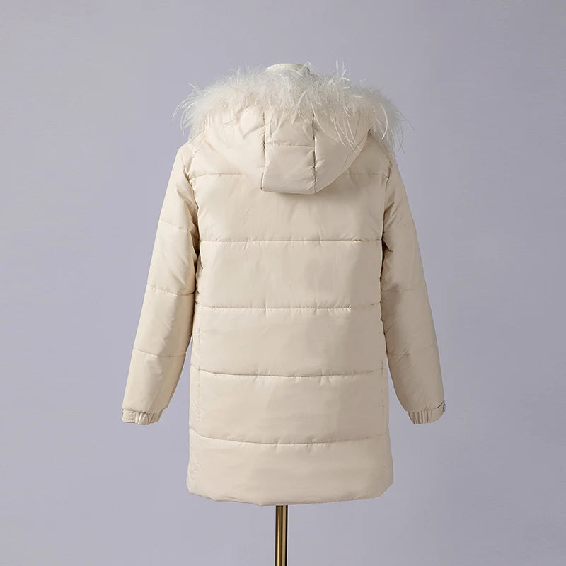 K1050W Women's Luxury Winter Coat High-Quality Long Thick Hooded Jacket for Ladies