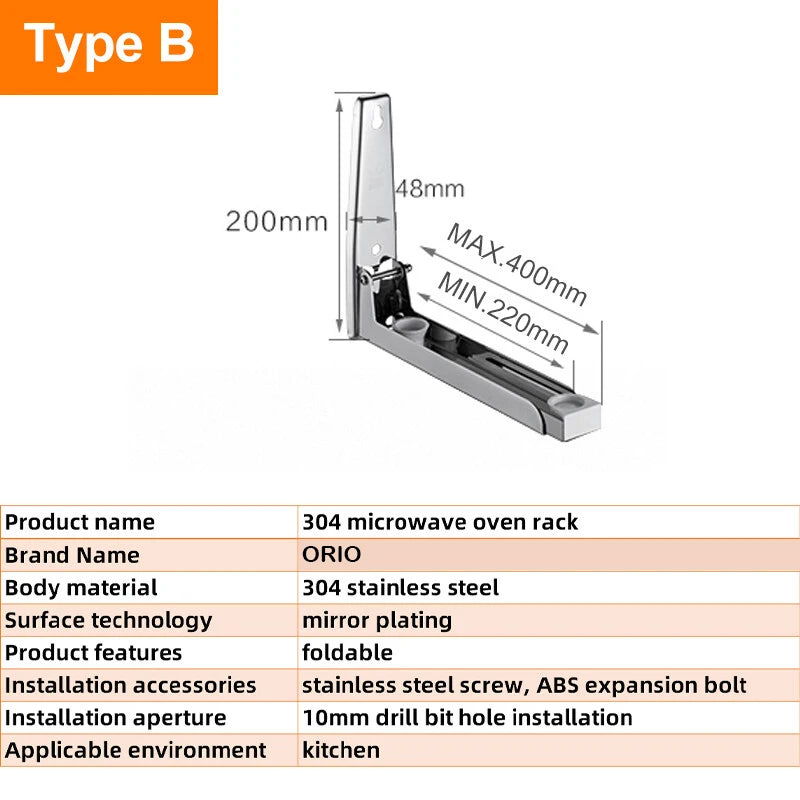 Microwave Oven Holder Folding Rack Stainless Steel Kitchen Shelf Foldable Retractable Bracket Oven Rack Hooks Telescopic Shelves