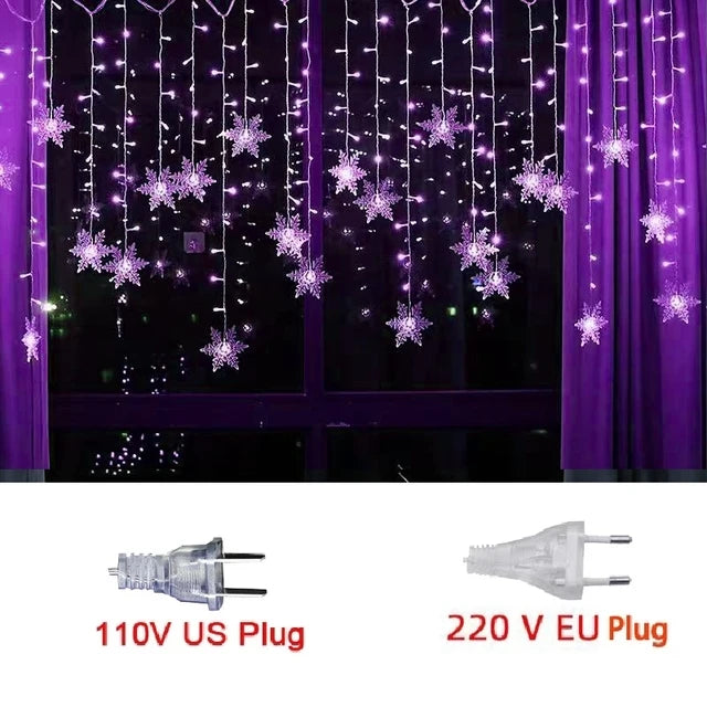 Christmas Lights Outdoor Decoration Hanging Led Snowflake Lights Curtain String Lights Party Garden Eaves Decoration.