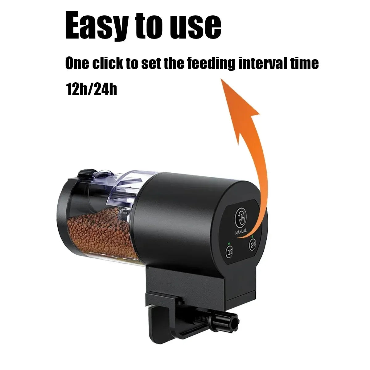 Automatic Fish Feeder 100ML Capacity Battery Operated Programmable Timer for Aquarium Fish Tank Easy to Set Up Vacation Use