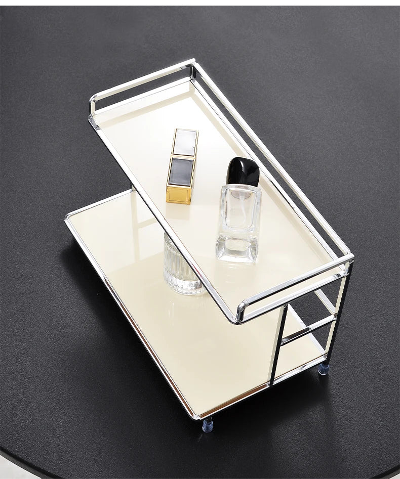 Metal Desktop Layered Storage Rack, Double-Layer Desk Storage Rack, Water Cup and Coffee Cup Storage Rack, Bathroom Cosmetics Storage Rack for Living Room, Entrance Hall, Kitchen and Bathroom