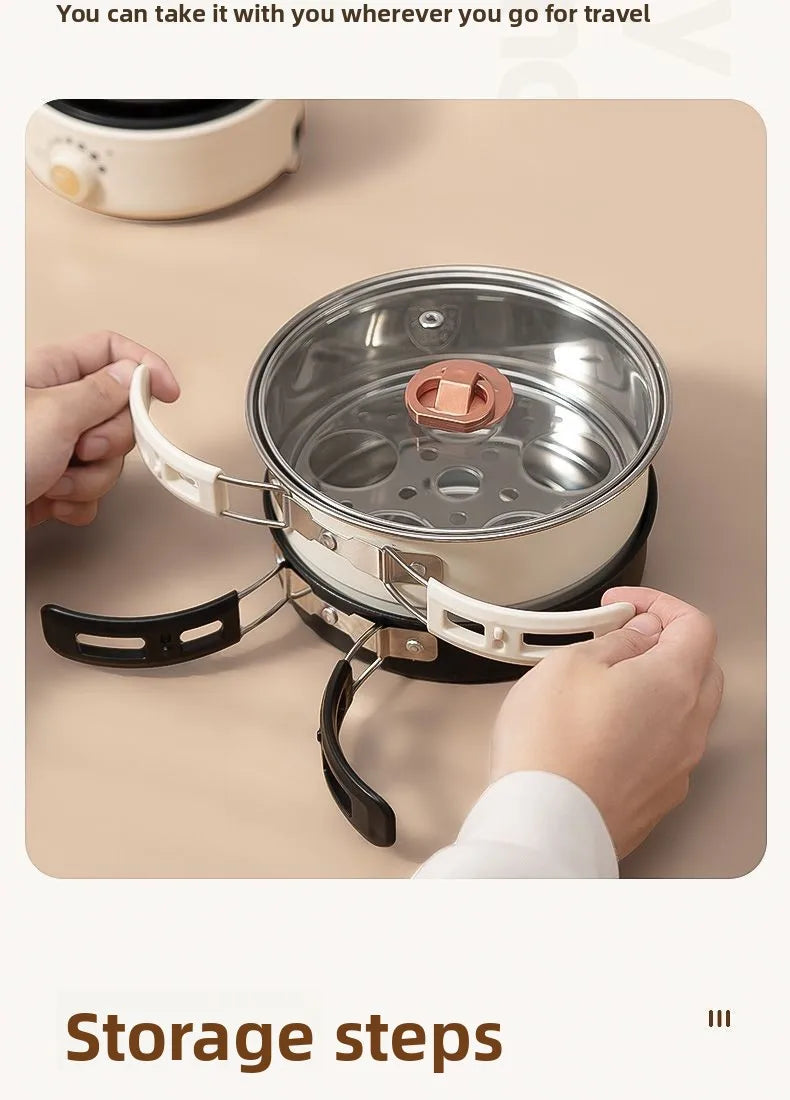 Electric Cooker 110V/220V Cooking Pot Foldable Hotpot 1.6L Portable Multi cookers Split Type Rice Cooker Frying Pan Home Travel