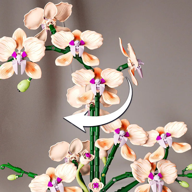 Simulation Flowers Building Block Toy Eternal Potted Plant Butterfly Orchid Bouquet  Bricks Home Ornament Toy for Girls Mom Gift
