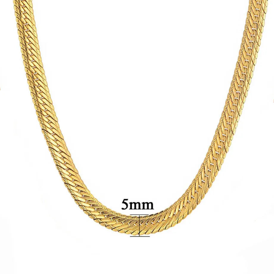 Hiphop Gold Chain For Men Hip Hop Chain Necklace 8MM Gold Color Curb Long Chain Necklaces Men's Jewelry Colar Collier