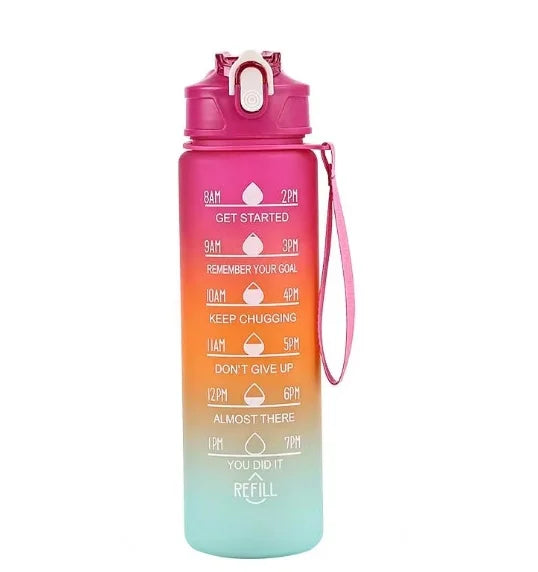 750ML Sports Water Bottle with Time-Tracking Straw Leak Proof Locking Flip Cover for Easy Carry Ideal for Outdoor Adventures