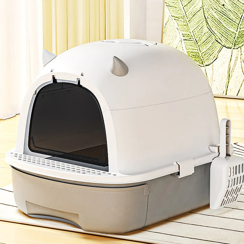Enclosed Cat Litter Box with Drawer and Scoop