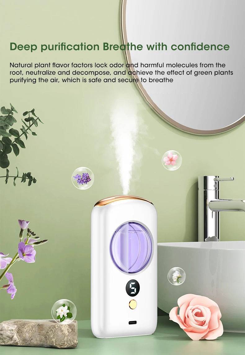 Mini Smart Aromatherapy Diffuser  Air Purifier Freshener Deodorizer Auto Sprayer Essential Oil for Desktop Toilet