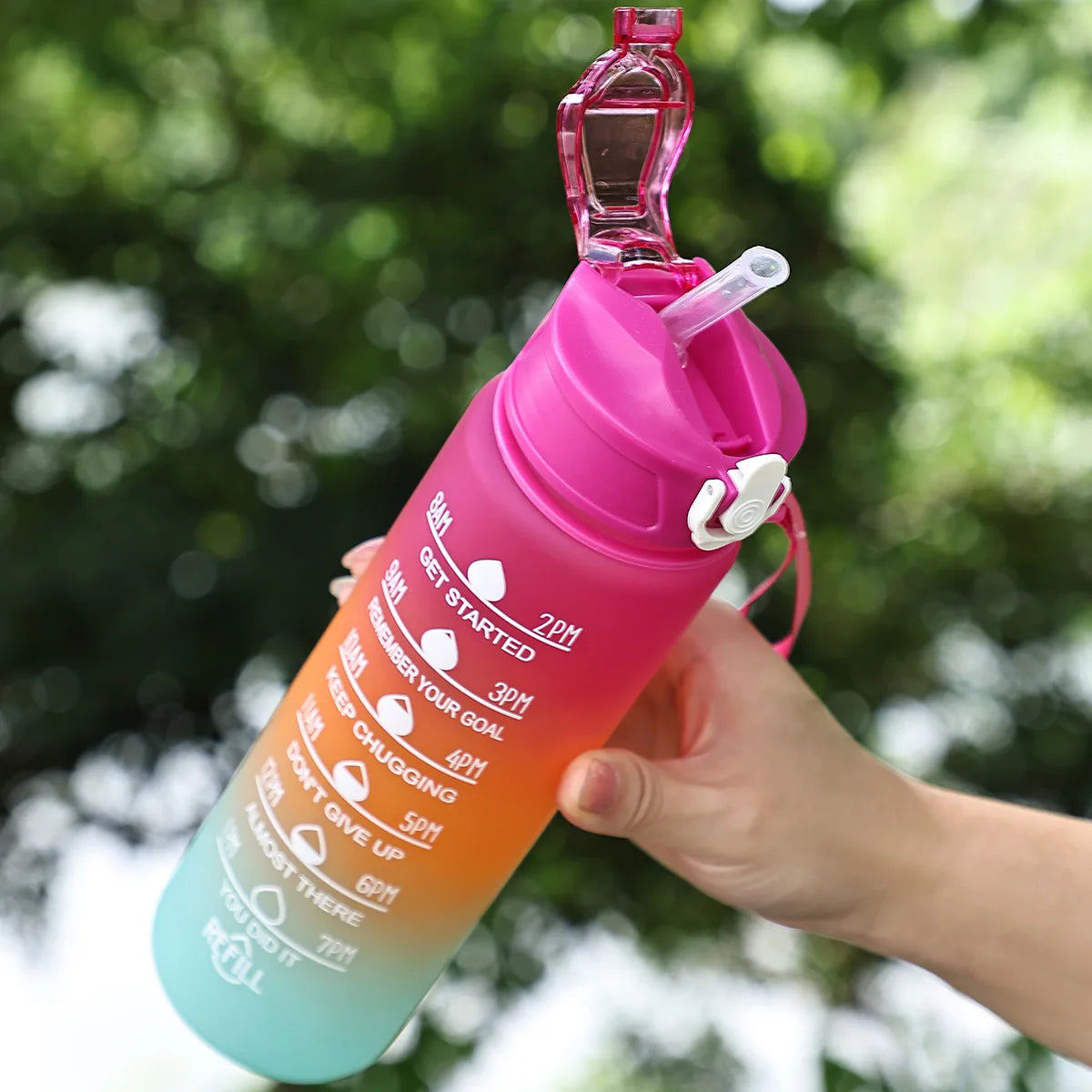 750ML Sports Water Bottle with Time-Tracking Straw Leak Proof Locking Flip Cover for Easy Carry Ideal for Outdoor Adventures