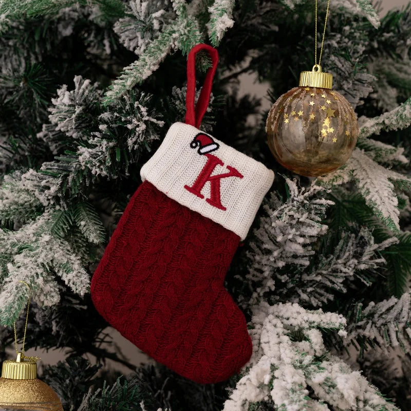Christmas Alphabet Knitting Sock Christmas Tree Ornament Christmas Decoration For Home 2025 Noel New Year 2026 Xmas Gift