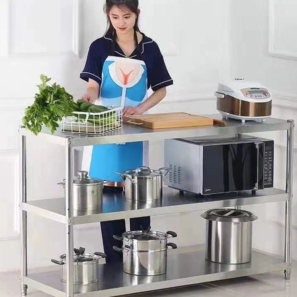 Stainless Steel Shelf, Kitchen Storage Rack, 3-Tier Shelving Units and Storage, Standing Shelving Work Table for Kitchen Garage