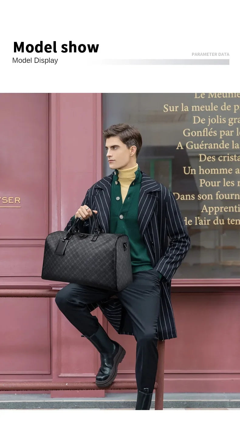 Men Business Travel Luggage Bag Leather Travel Duffle Large Capacity Hand Luggage Bag Short Trip Shoulder Bags Luxury Handbag