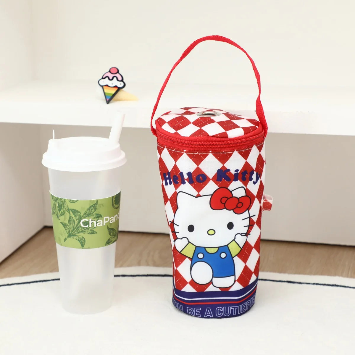 Cute Stitch Lingge Printed Portable Insulated Cooler Bag Tea Tote Bag Cartoon Eco-Friendly Carrying Insulated Cup Cover Handbag