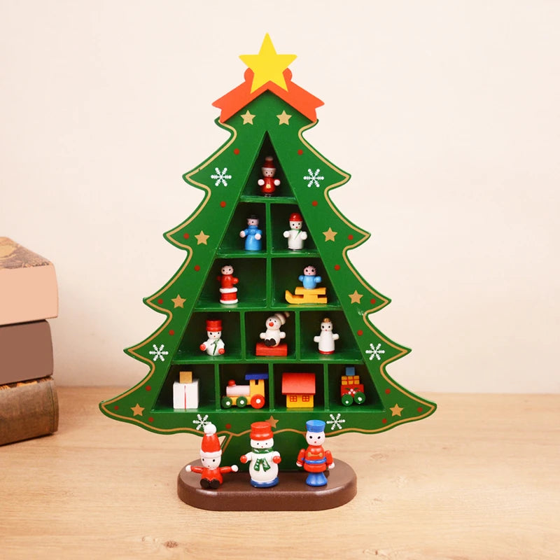 Christmas Decorations DIY Wooden Xmas Tree Table Desktop Ornaments Wood 3D Christmas Tree Craft For Navidad New Year Kids Gifts