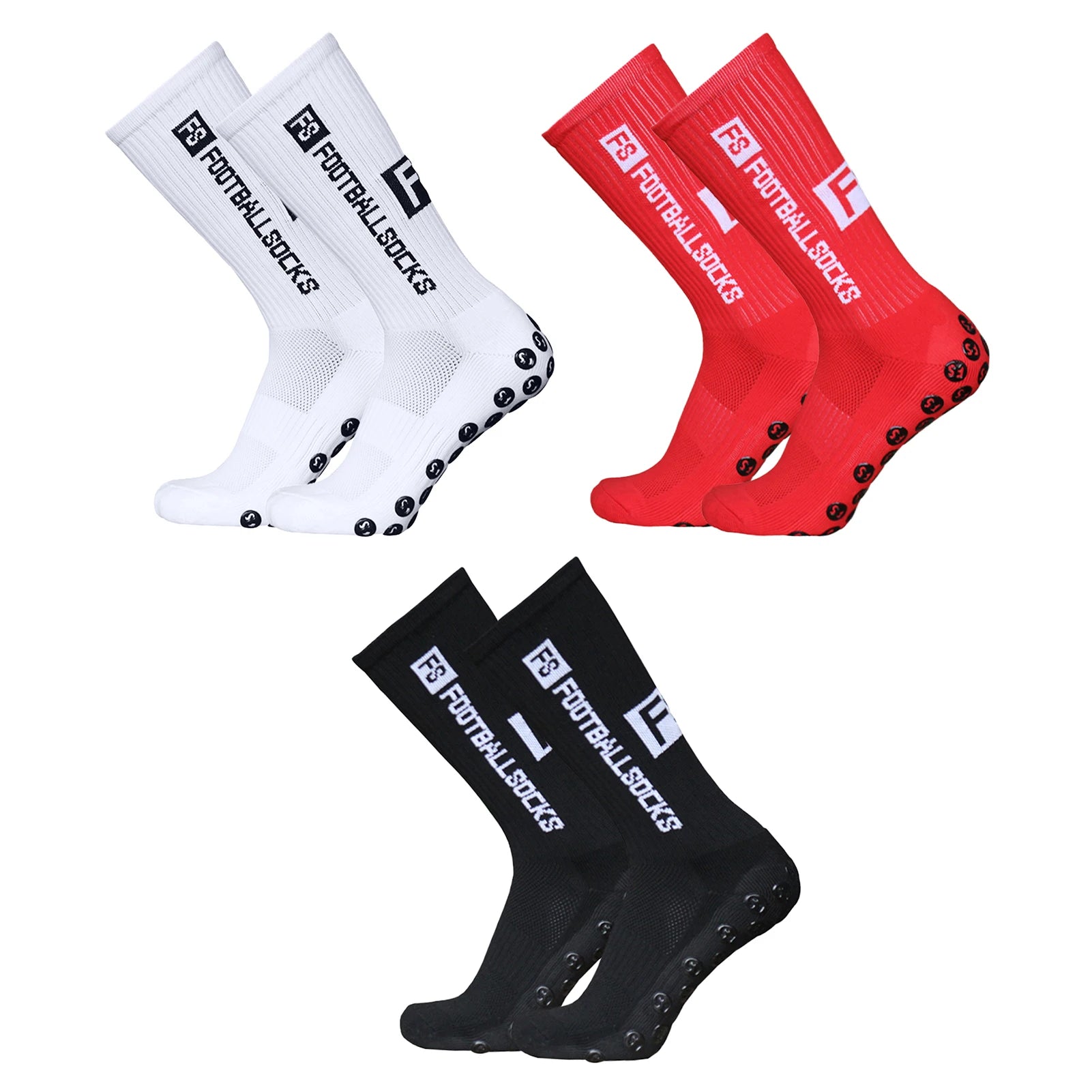 Lixada 3 Packs Sports Socks Athletic Stockings Anti-slip Quick Dry Football Soccer Socks For Football Basketball Hockey Running