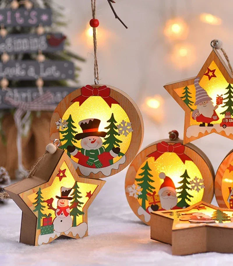 Christmas Decorations LED Night Light Luminous Christmas Tree Pendant Santa Claus Snowman Pendant Ornament Xmas Night Lights