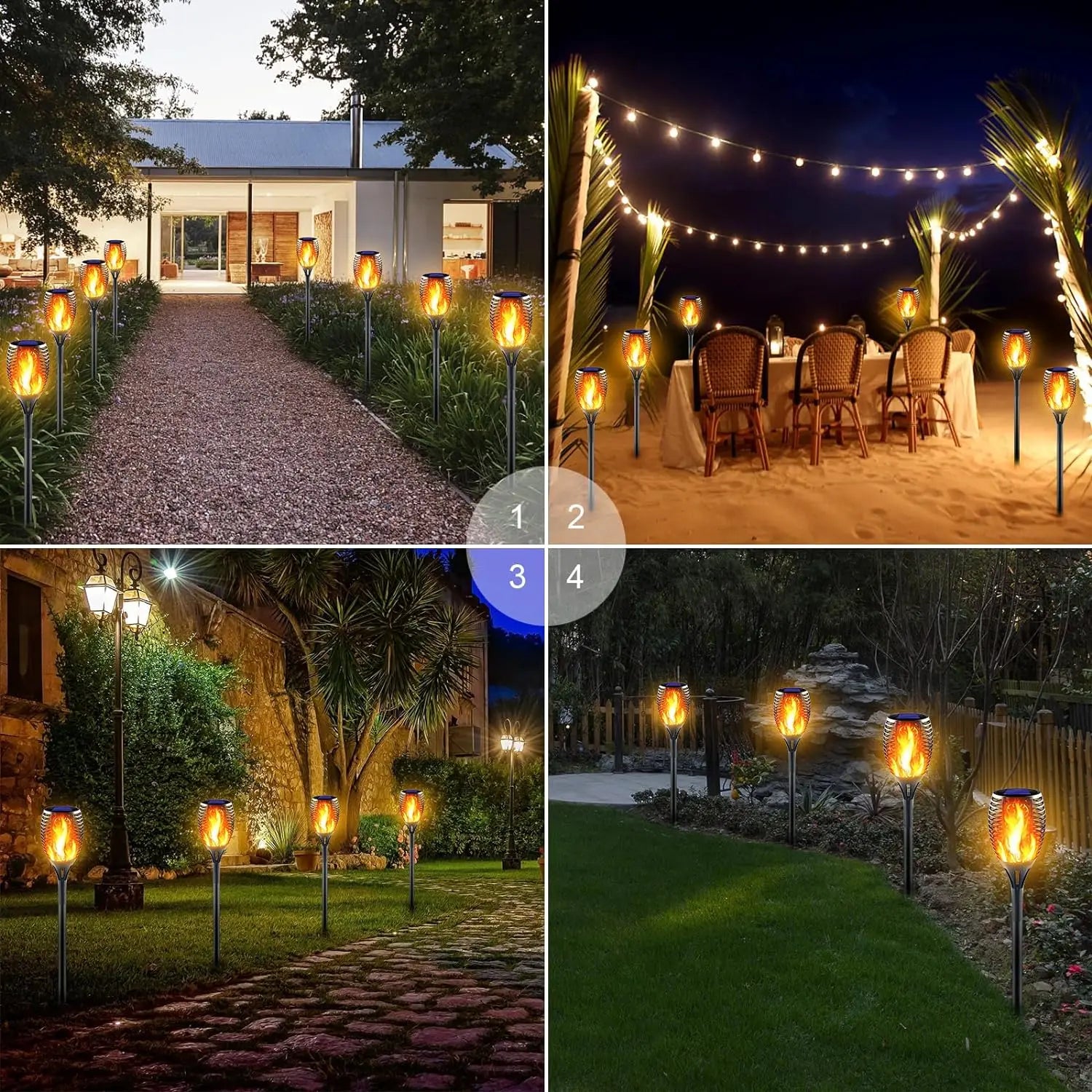 96 LED Outdoor Solar Torch Lights Waterproof Garden Patio Flickering Dancing Flame Lamp Lawn Lighting