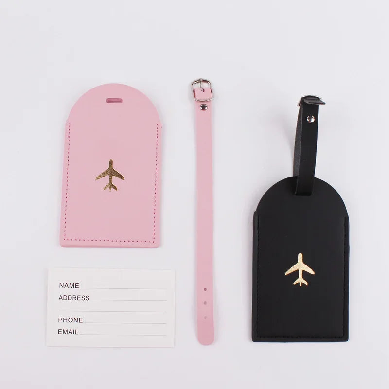 Luggage Tag Suitcase Luggage Label PU Leather Baggage Boarding Bag Tag Portable Travel Accessories Name ID Address Holder