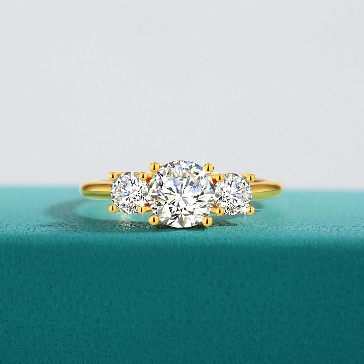 With Certificate 18k Gold Ring Moissanite For Women 3 Stone 100% Real Initial Luxury K Gold Jewelry Engagement Gift Wholesale