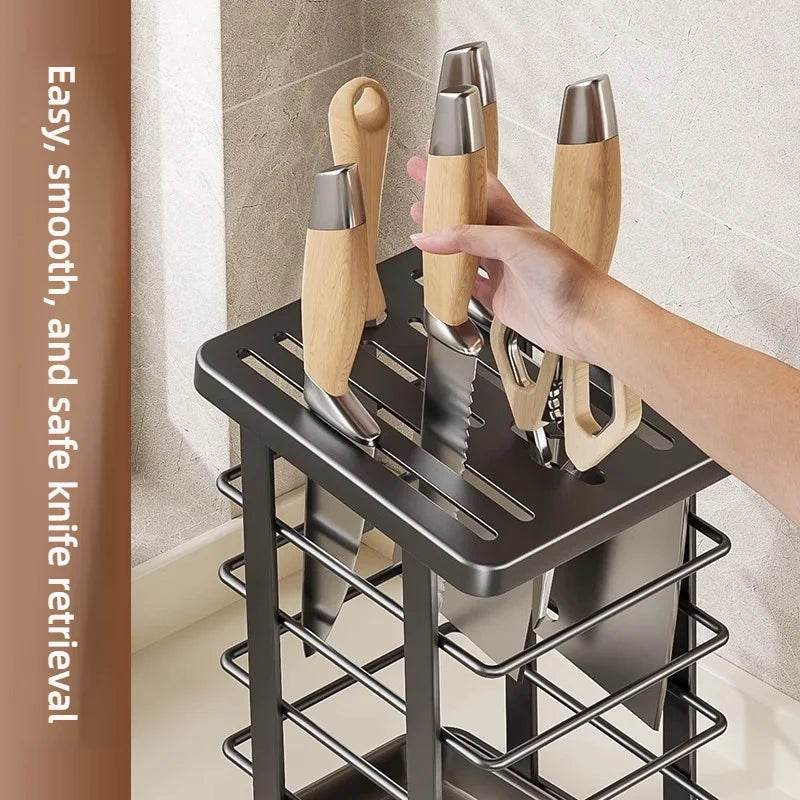 Kitchen Tabletop Storage Rack Knife Holder Stand Waterproof Hollow Storage Rack Kitchen Utensil Organizer Holder Accessories