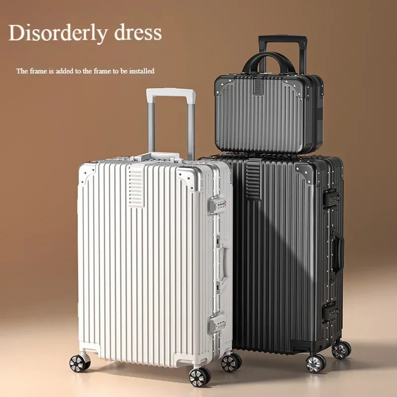 Aluminum Alloy Carry-On Luggage with Cup Holder Spinner Case