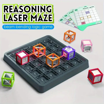 Laser Maze Stacking Educational Toy for Kids,60 Levels Challenges Laser Maze STEM Game Toys, Logic Thinking Training Board Game