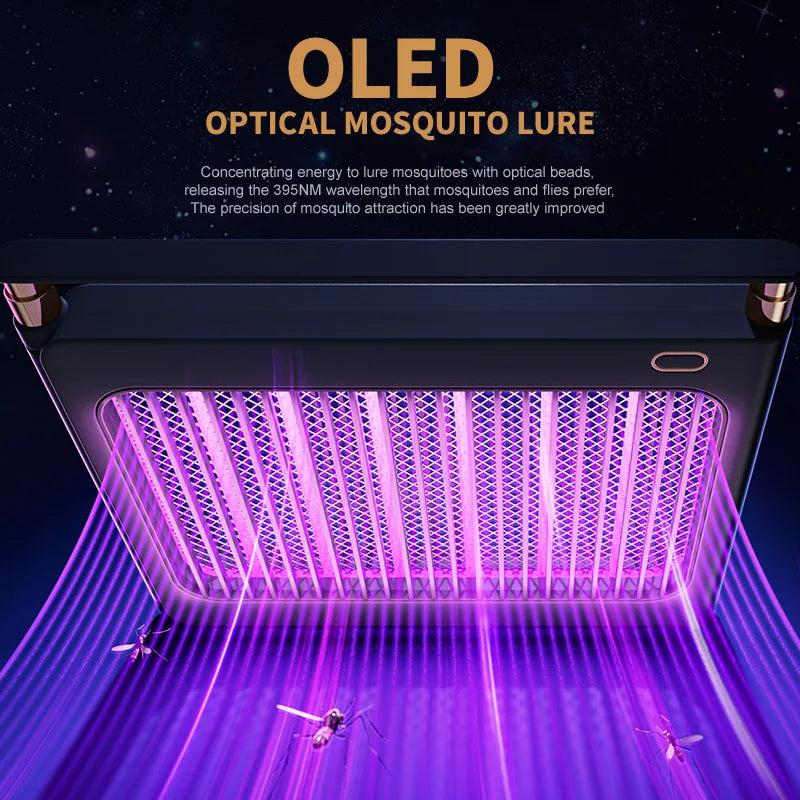 Rechargeable Energy Saving Mosquito Killer Lamp UV Trap Shock Safe Design 100㎡ Coverage Auto On Off No Chemicals Indoor Outdoor