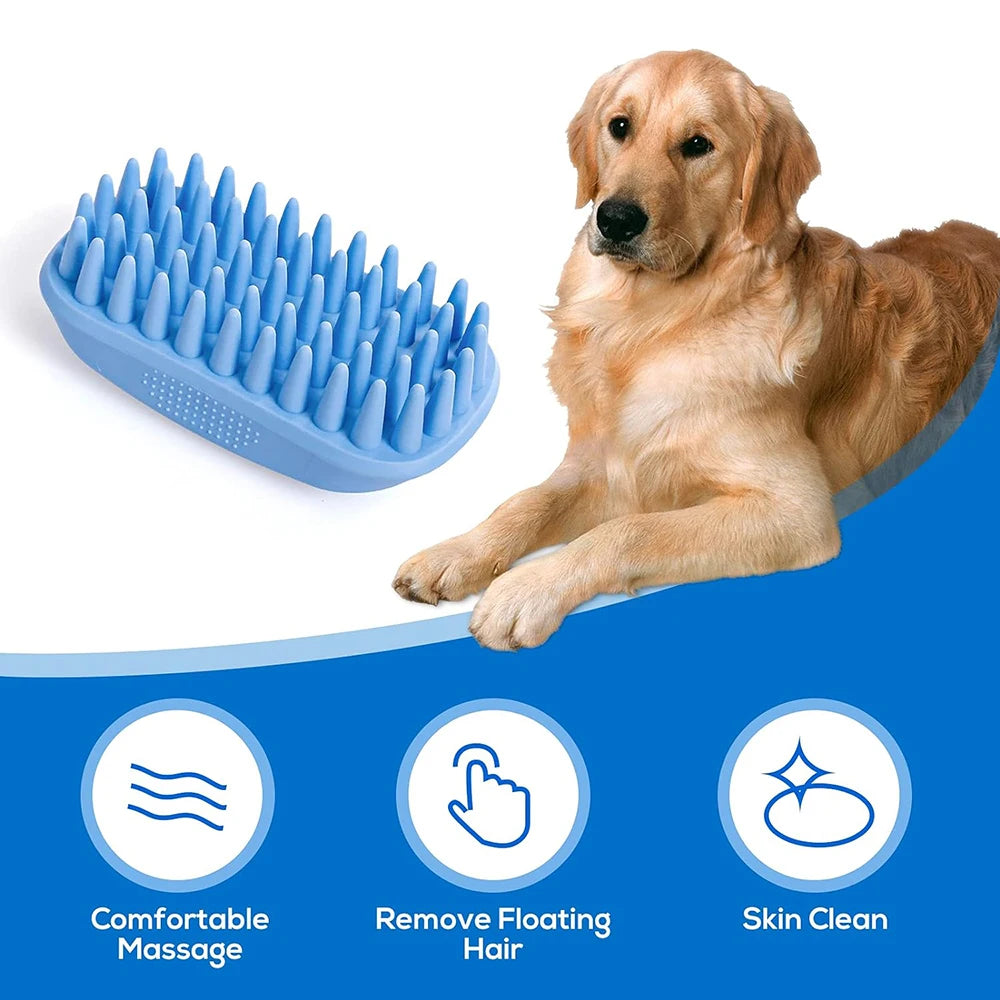 Pet Bath Comb Soft Silicone Anti Slip Soothing Beauty Massage Brush Remove Loose Hair From Cats/Dogs Pet Cleaning Products