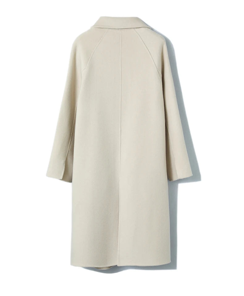 Ladies' 100% cashmere thick double-sided extended coat, classic, versatile and fashionable for business and leisure