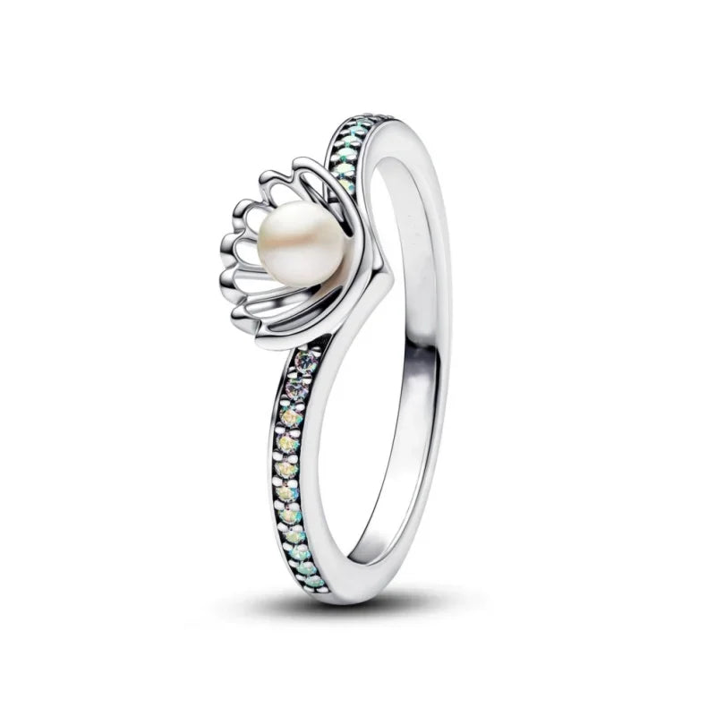 Disney Classic Shiny Princess Crown Ring Red Bow Heart-Shaped Ring Suitable For Wedding Party Female Original Jewelry DIY Gift