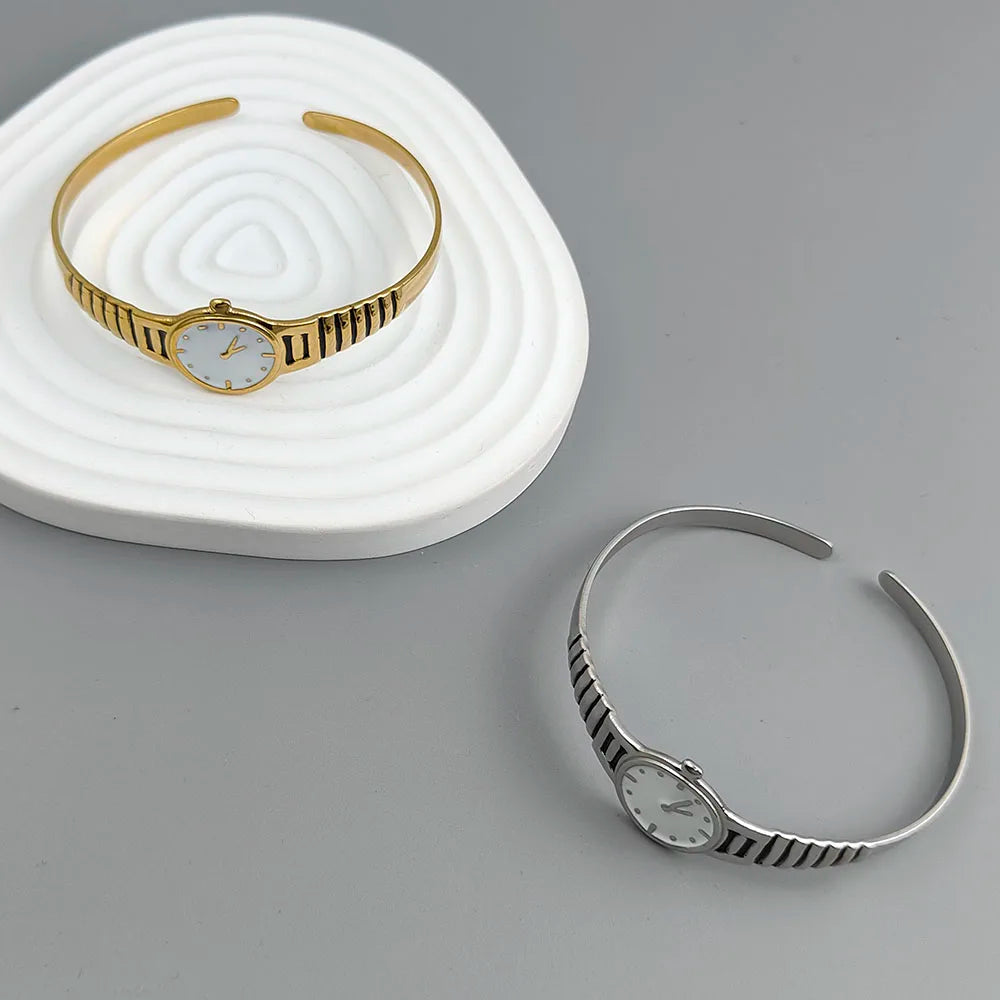 New watch shape stainless steel gold plated 18K bracelet, high quality waterproof silver jewelry, couple gift