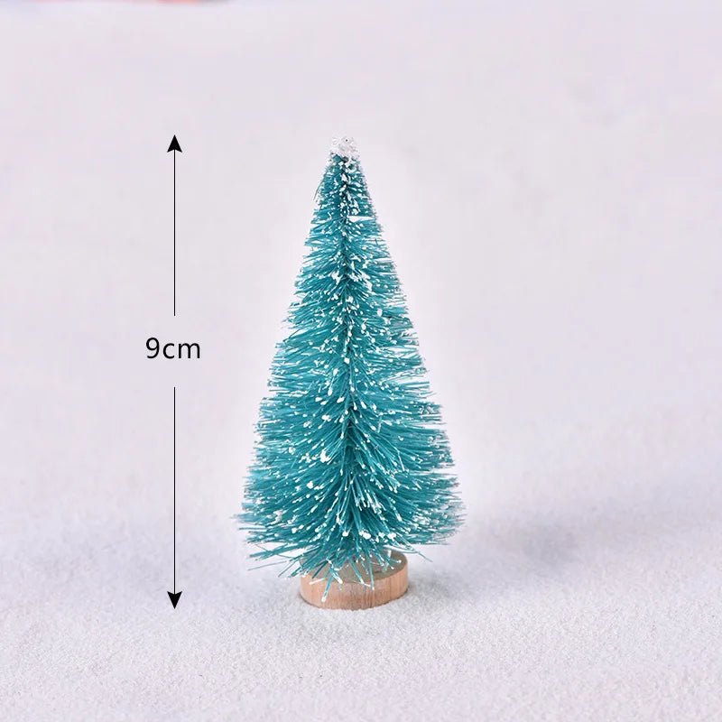 12Pcs DIY Mini Christmas Tree Sisal Silk Cedar Desktop Decoration Small Christmas Tree 2025 Xmas New Year Decor Micro-landscape