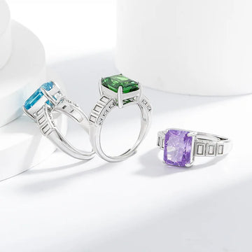 925 Sterling Silver Square Ice Flower Cut Ring Inlaid with High Carbon Diamonds Light Luxury Versatile Women's Ring