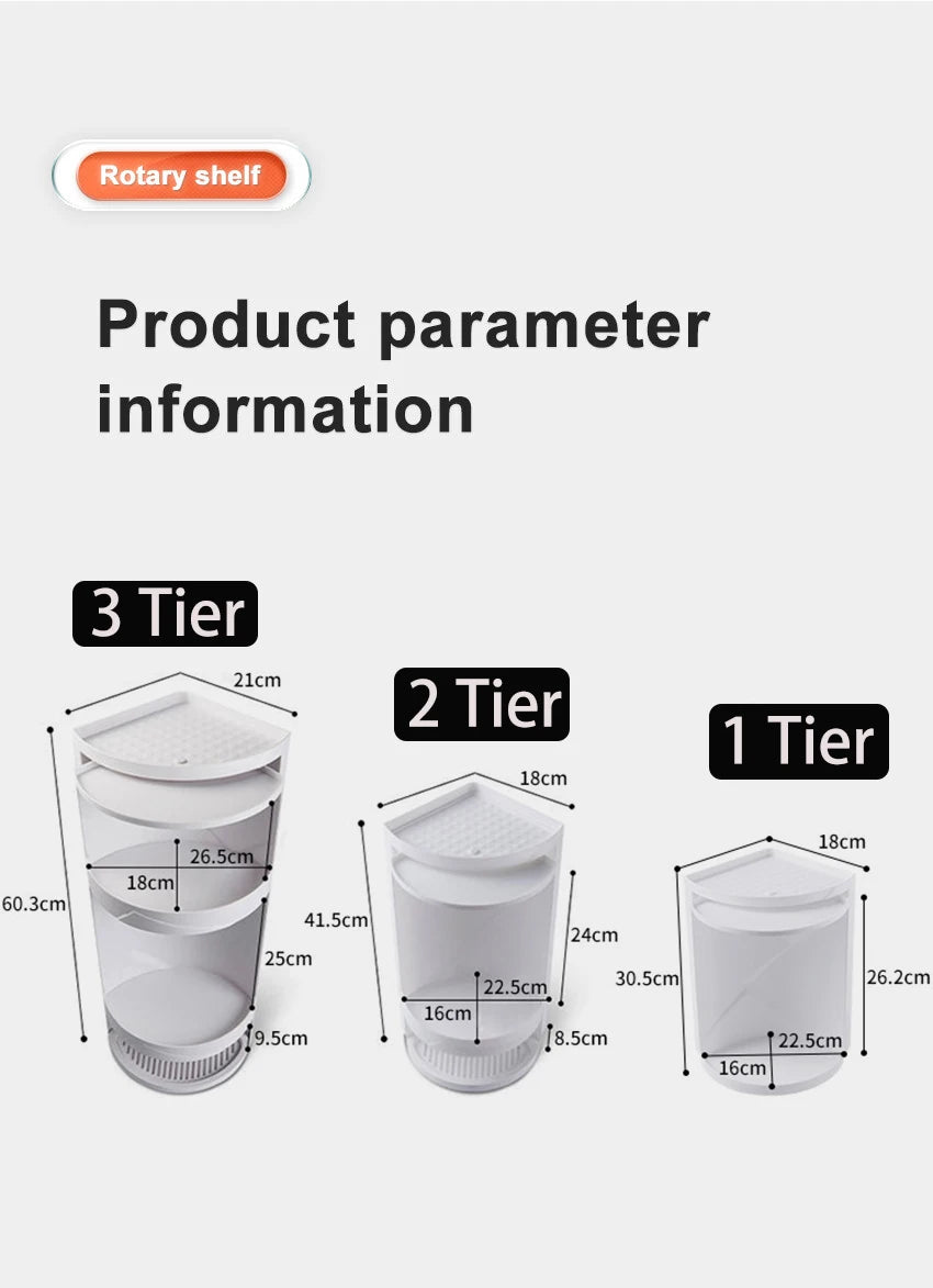 Kitchen Rotatable Layered Adjustable Shelf Bottle Holder Condiment Organizer Spice Jars, Can Rotating Storage Rack, Corner Shelf