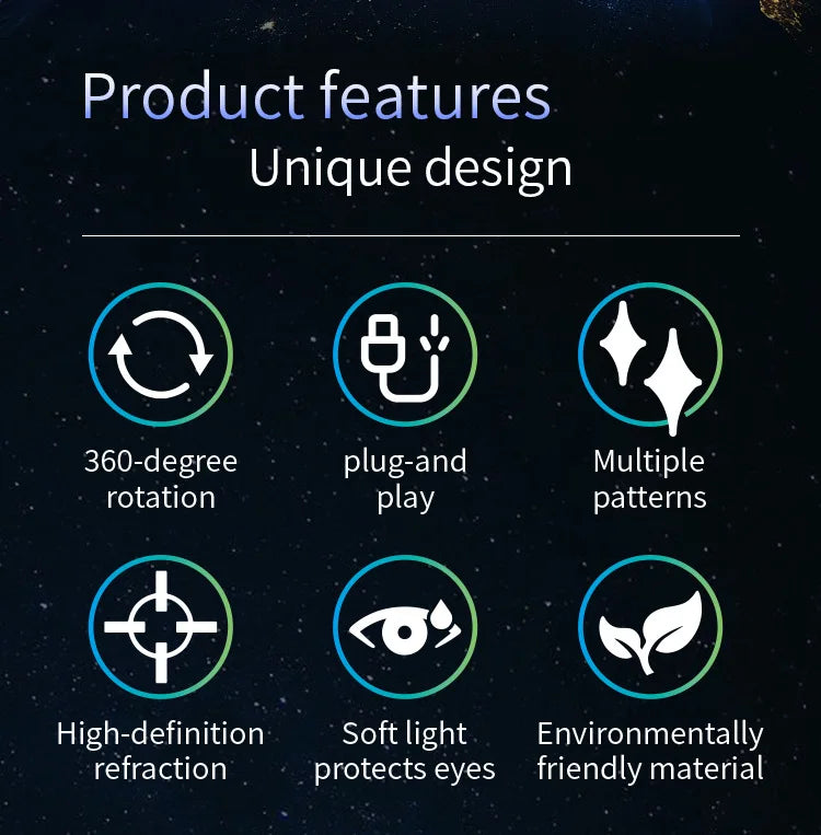 2025 Christmas Day LED Night Light USB Flexible Projector Light Holidays Party led Atmosphere Lights Starry Moon Ambient Lamp