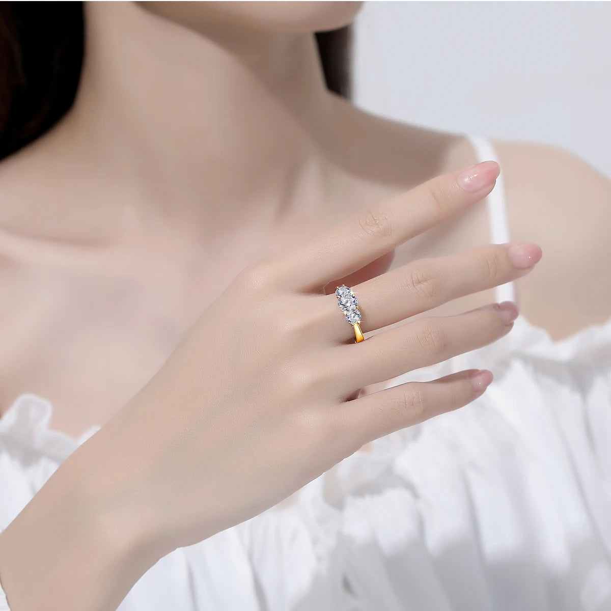 Yellow Gold Moissanite Rings for Women Total Is 2ct D Color VVS1Eternity Engagement Jewelry With Certificate Original Trend Gift