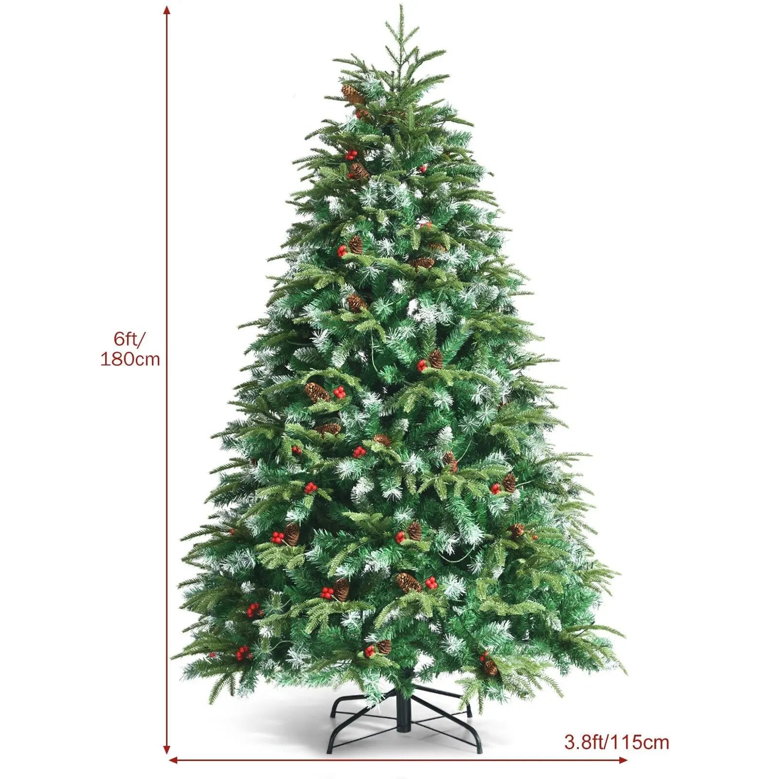 DORTALA 6FT Pre-Lit Artificial Christmas Tree Snowy Xmas Tree 350 LED 11 Lighting Modes