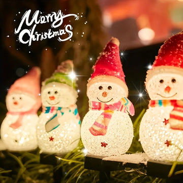 LED Christmas Solar Garden Decoration Light Solar Powered Snowman Lawn Light Outdoor Away Courtyard Terraces Decorative Lamp