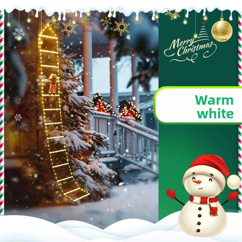 1pcs Christmas Decoration Santa Claus Climbing Ladder LED Light USB Plug 8 Lighting Modes Light String Home Wall Xmas Tree Decor