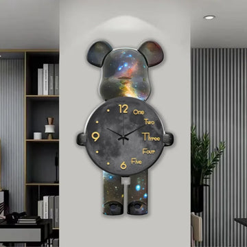 Large Bear Wall Clocks CreativeBear Wall Clock Aesthetic Giant Wall-clock Luxury Living Room Decoration Dining Room Ornament