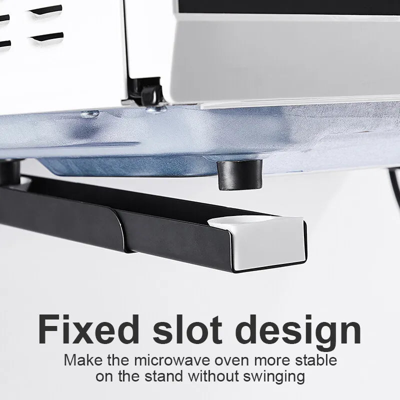 Microwave Oven Holder Folding Rack Stainless Steel Kitchen Shelf Foldable Retractable Bracket Oven Rack Hooks Telescopic Shelves