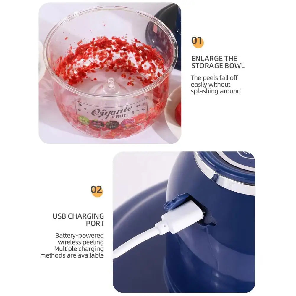 Fruit And Vegetable Peeling Machine Upgraded New Electric Automatic Garlic Peeler Machine, Rechargeable Home Peeler