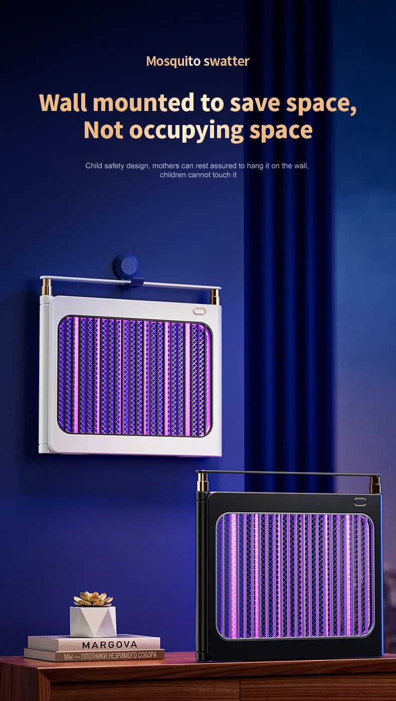 Rechargeable Energy Saving Mosquito Killer Lamp UV Trap Shock Safe Design 100㎡ Coverage Auto On Off No Chemicals Indoor Outdoor