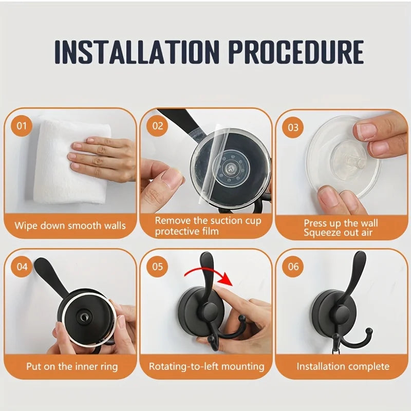 No-Drill Hooks Stainless Steel Waterproof Suction Cup Hooks Wall Mounted Coat Hooks Hook for Bathroom Kitchen Utility Hooks