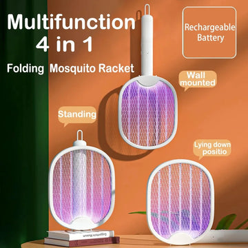 Foldable Electric Mosquito Swatter Safety Mesh USB Rechargeable Child Lock Portable for Travel Camping Indoor Outdoor Zapper